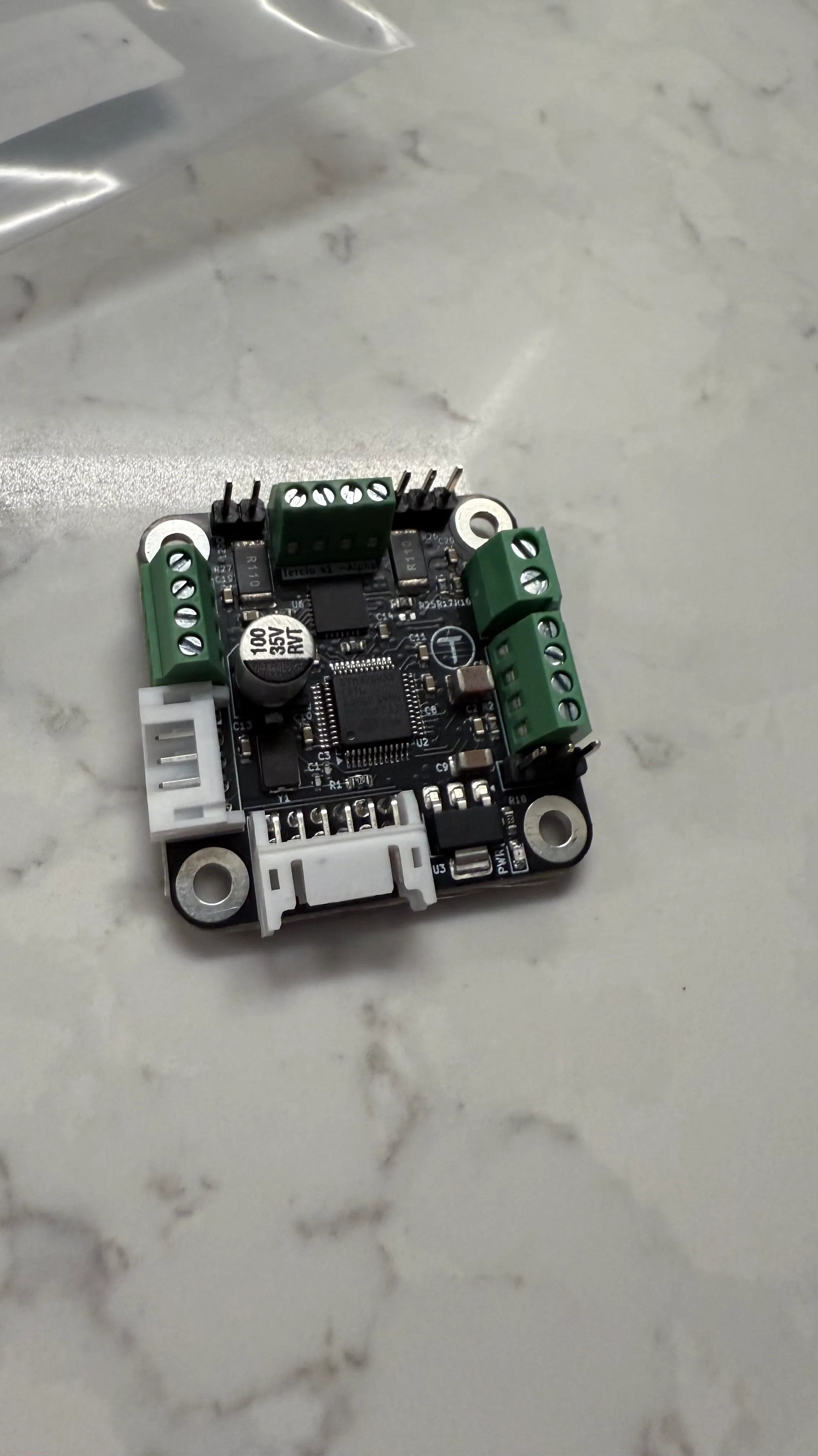 A Tercio S1 prototype on a marble surface